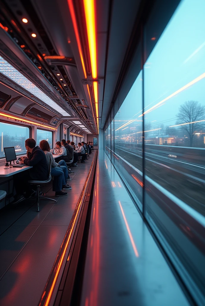 The train is running and the electrons are moving inside the train