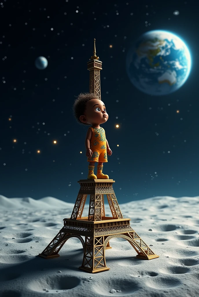 Kirikou on the Eiffel Tower on the moon