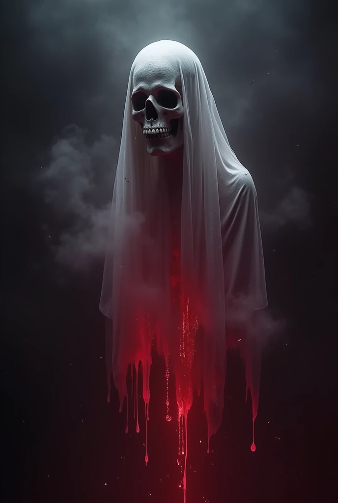 A dripping ghost, ethereal and haunting, floating in a dark and gloomy atmosphere, (best quality,4k,8k,highres,masterpiece:1.2),ultra-detailed,(realistic,photorealistic,photo-realistic:1.37), detailed ghostly features, wispy tendrils of ectoplasm, dramatic lighting, moody red  and purples, dramatic shadows, intricate details, haunting and eerie, seamless integration, cinematic composition