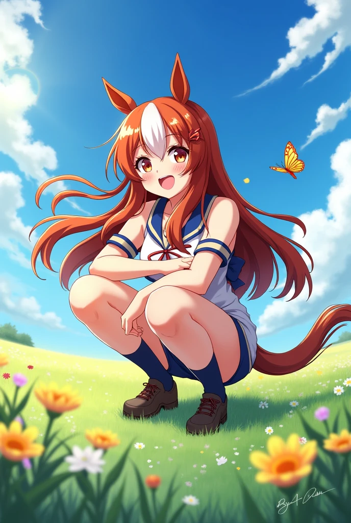 Uma Musume Pretty Derby's Marvelous Sunday's big breasts and naked body squatting