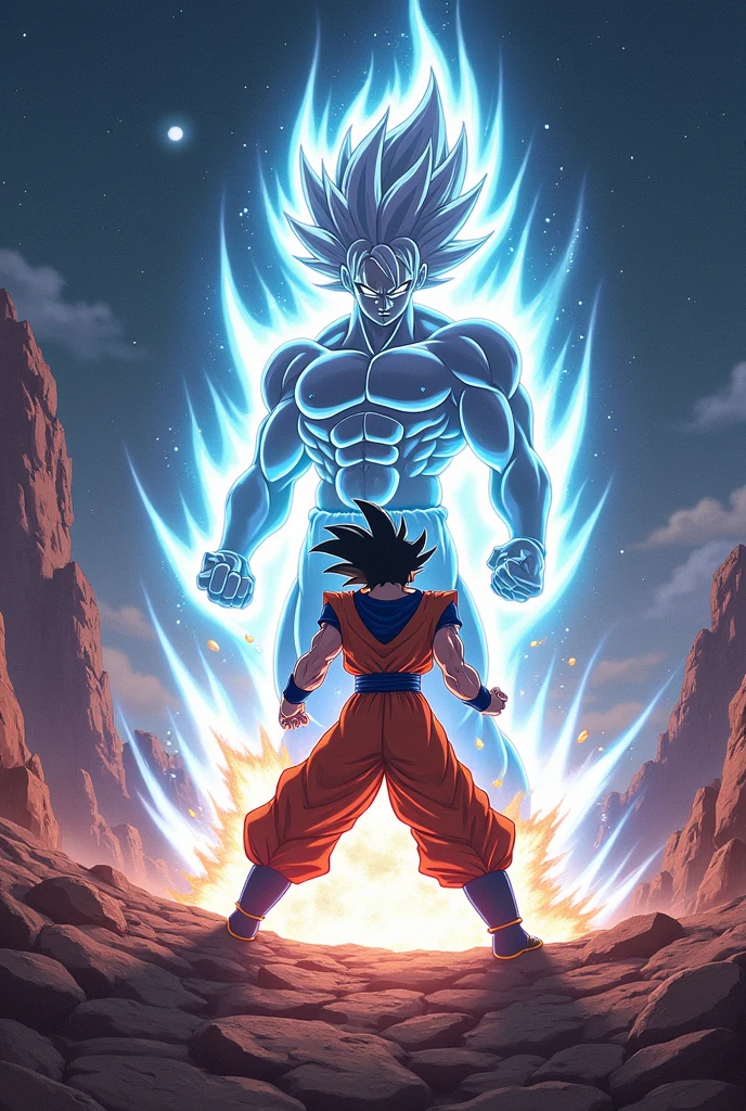 Create a scene where Goku in his Ultra Instinct form is fighting Bills., the Destroyer