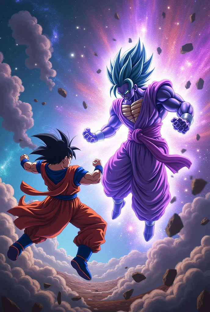 Create a scene where I sonGoku in his superior instinct mui is beating the berus the destroyer