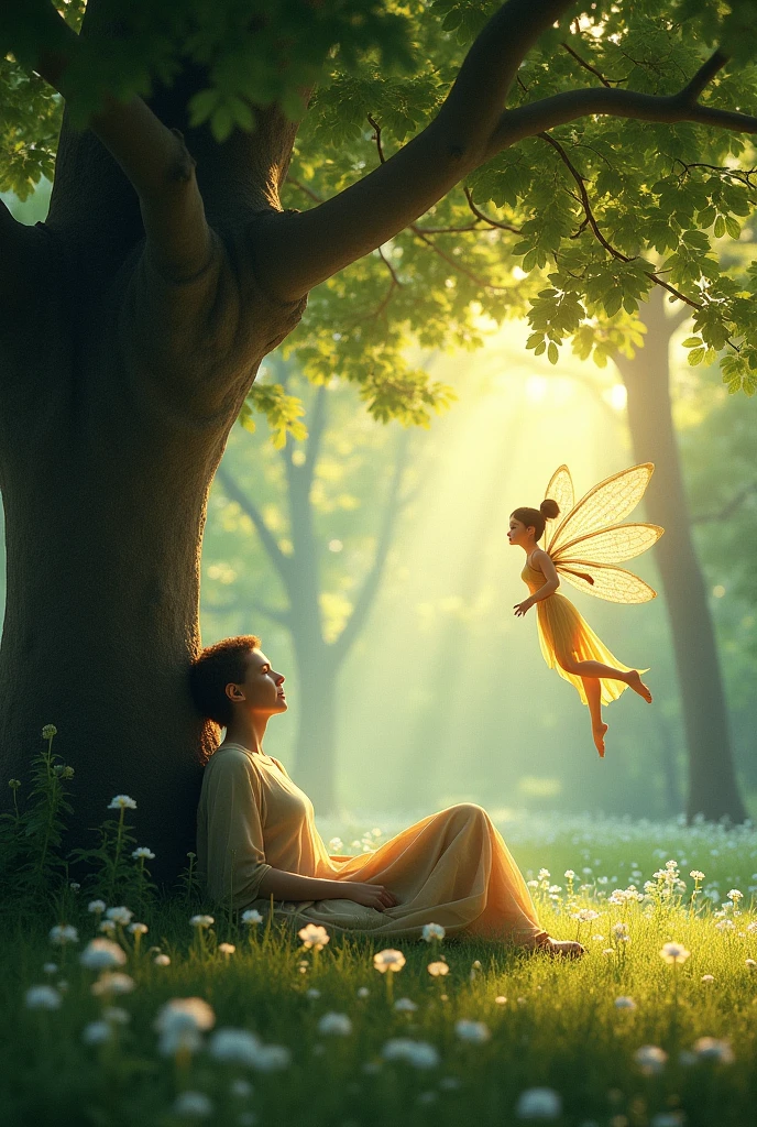 A human and a fairy, lying in different worlds.
