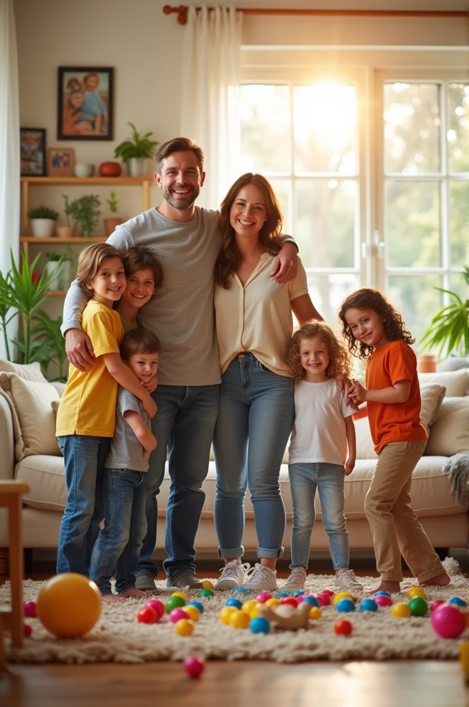 Man and wife with 3 sons and two daughters