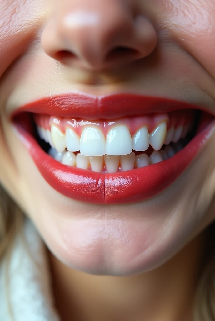 A mouth undergoing half-whitening
