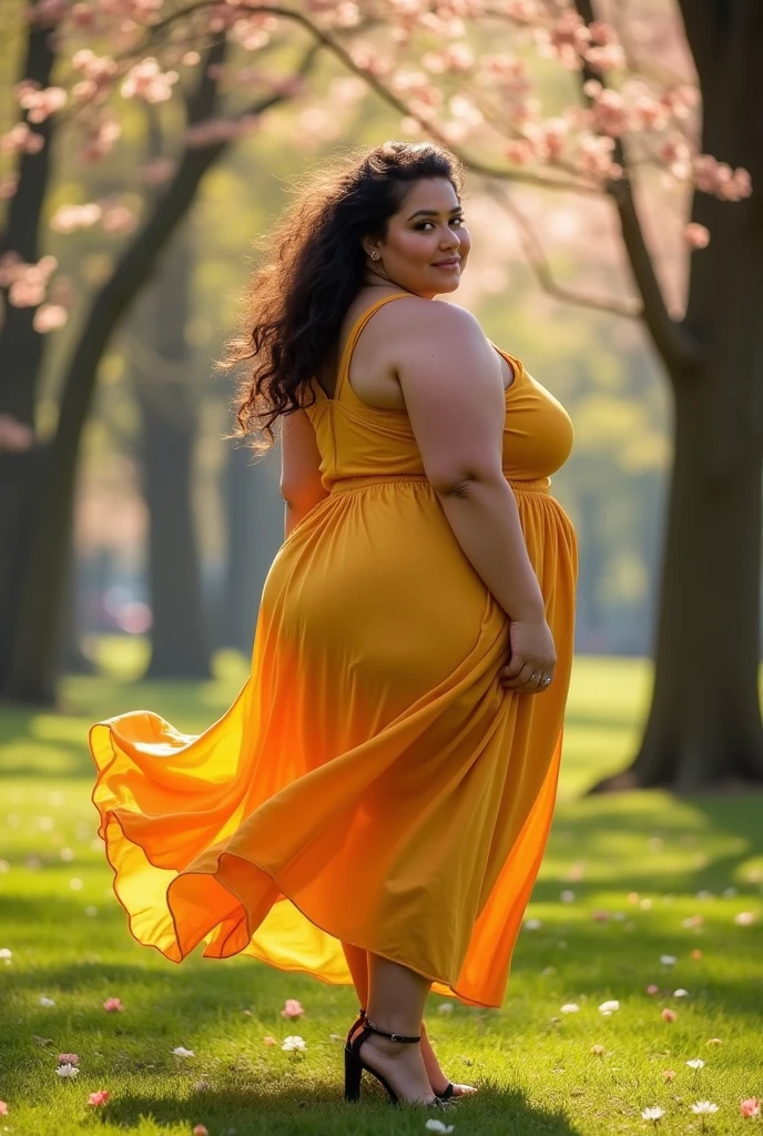 plus size woman, pear-shaped body with a huge bare ass