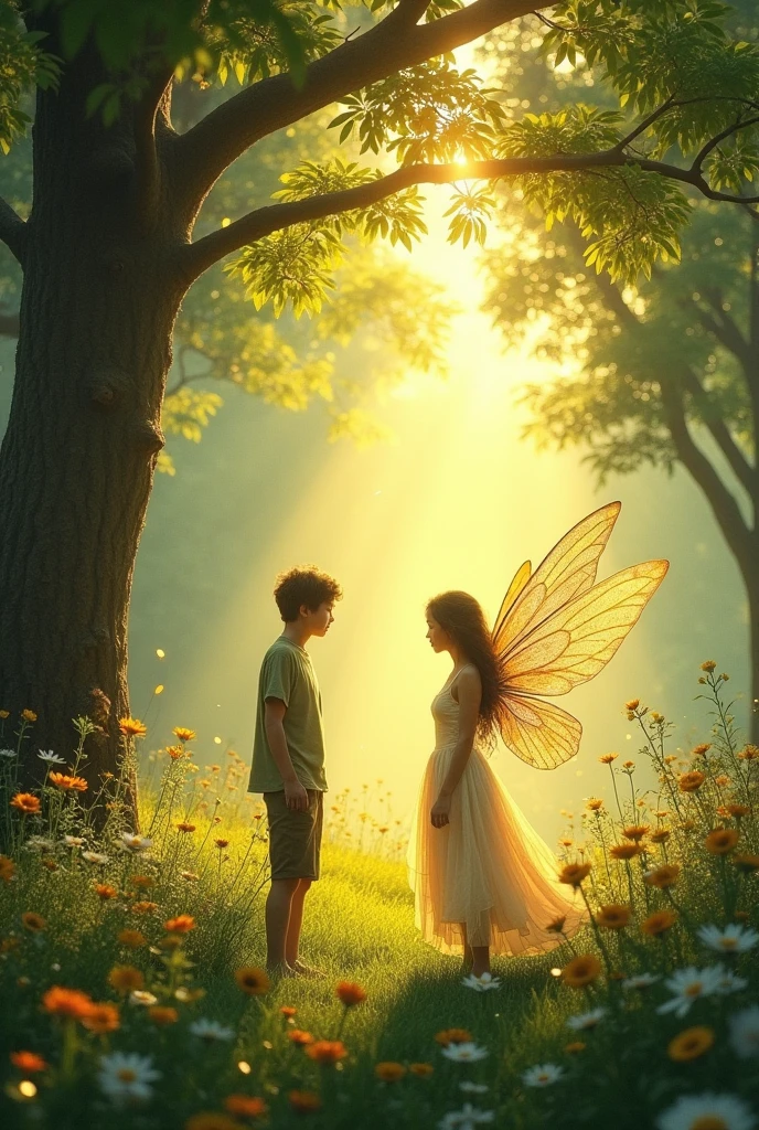 A human and a fairy in different worlds
Without looking at each other