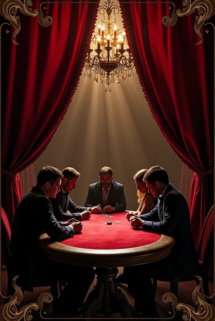 I WANT IT TO BE IN BROCHURE FORMAT, PROMOTIONAL FLYER. I want to promote a POKER table where the prize is $800. I want to announce that it is the first private organized POKER table in Wisconsin Dells. I want to announce that it is a secret club. I want it to be a brochure, that it looks elegant and has an atmosphere of mystery. Create an image.
