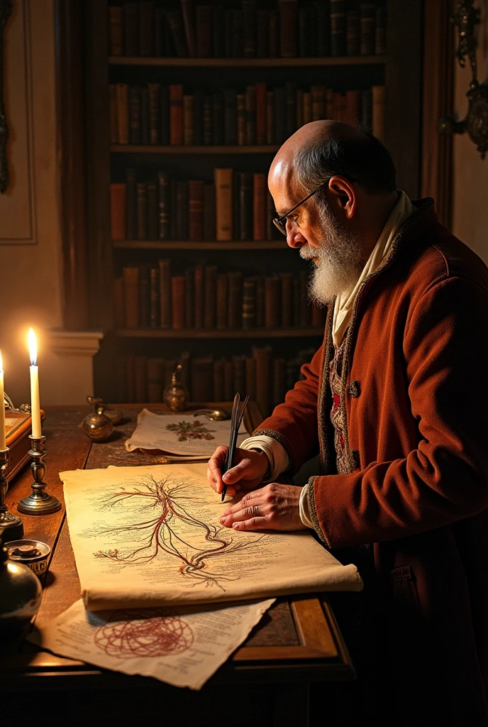  Malpighi observes and documents the connection between arteries and veins through capillaries, with a simple diagram illustrating blood flow.