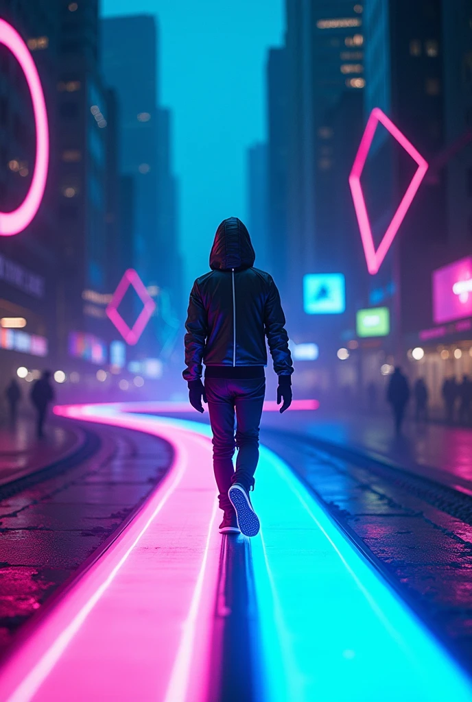 neon around like a trail