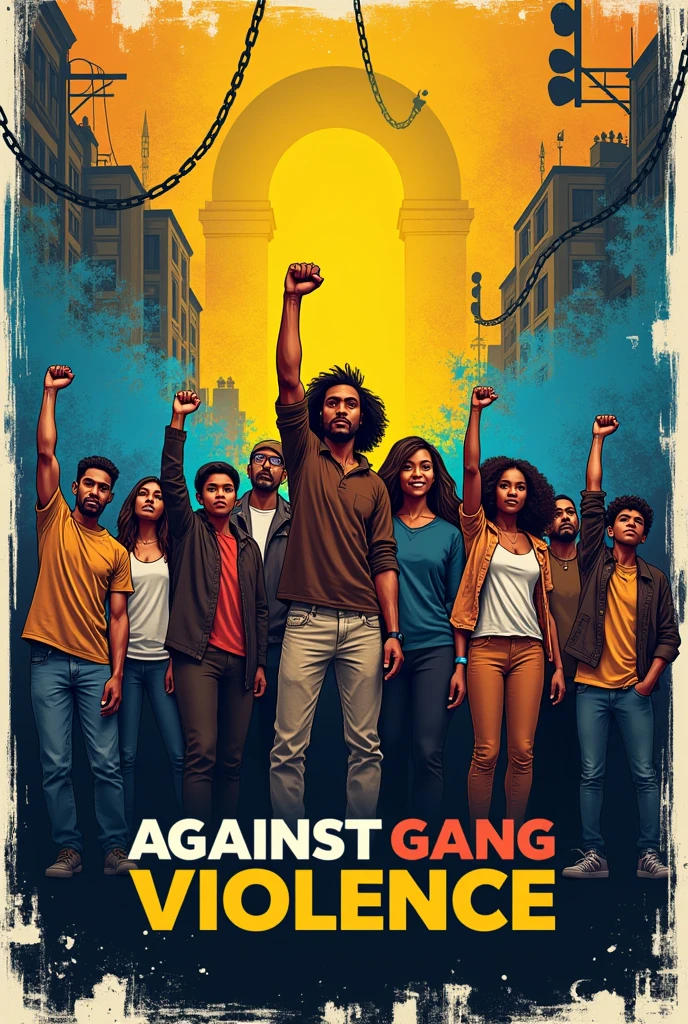 Create a unique and original poster that says "against gang violence"
Which also leave the message clear
