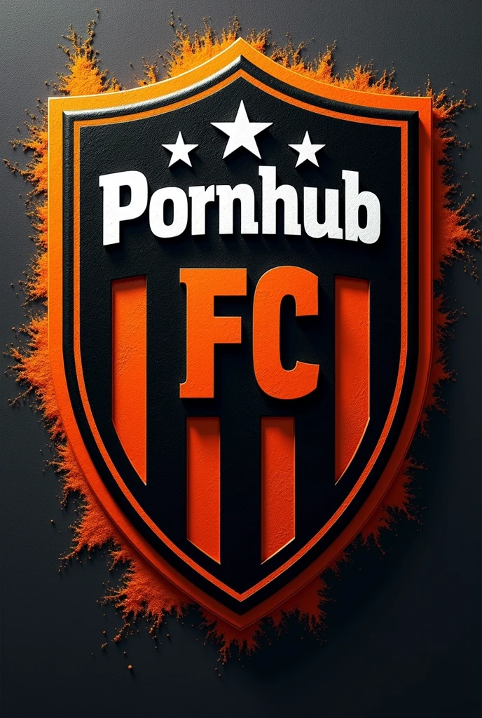 soccer shield. May the colors be. negro. Orange and a bit of white. And the name is Pornhub fc.