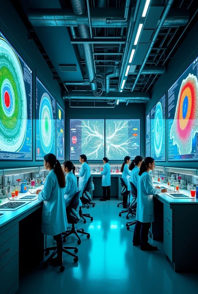 A transition to a modern laboratory where scientists study microcirculation is shown., highlighting the lasting impact of Malpighi&#39;s work on current science.