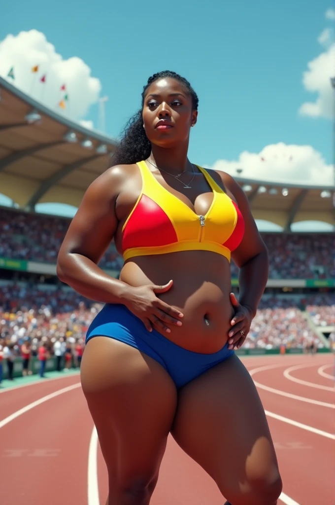 Olympic athlete,fat female Olympic 1500m race,with a large breasts, big breasts!, thicc,alluring plus sized model, voluptuous body