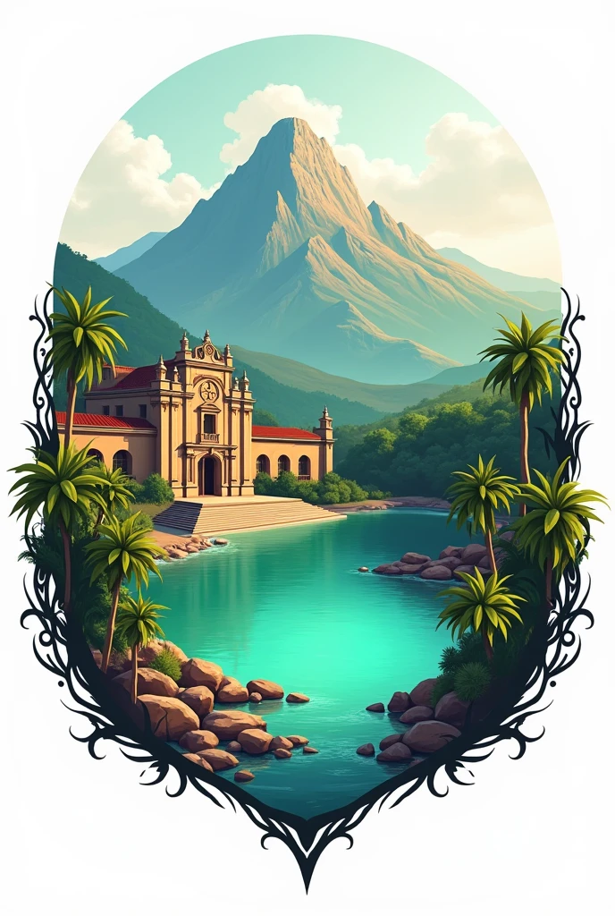 Potosí logo with Cerro Rico, the Casa de Moneda (Mint) and Laguna Verde, with their respective titles 