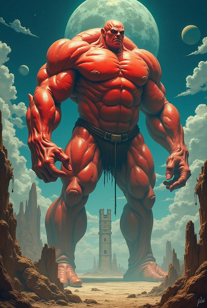 A red dotted has very large muscles such as the heavens building objects for prison and real realistic