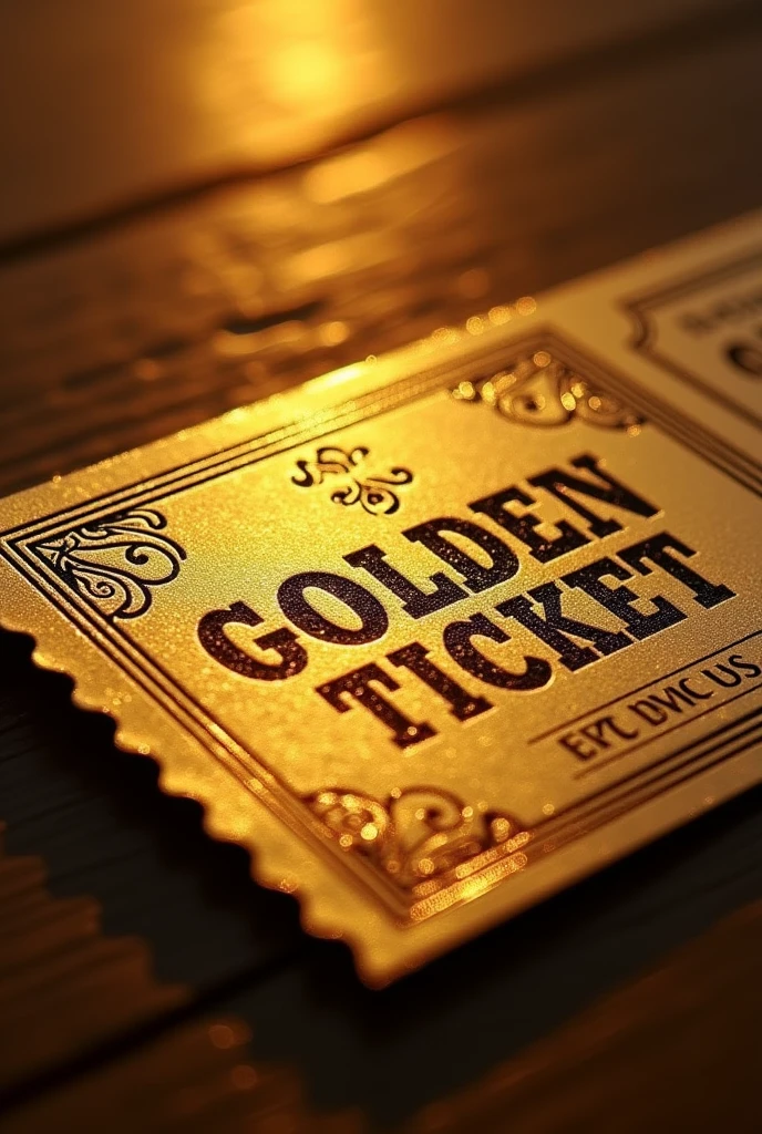 ticket de show, written golden ticket show in the late afternoon, no back ground