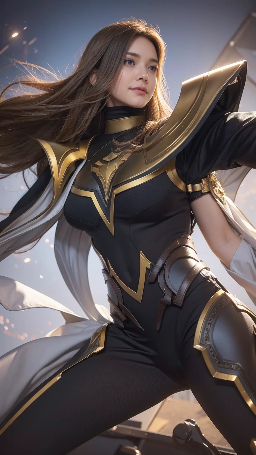 ((best quality, 8k, masterpiece :1.3)), 1 girl, smiling, whole body, face slimming, pretty Woman, (Dark brown hair), full length dress :1.1, Super detailed faces, delicate eyes, double eyelids, blurred background, face slimming, City, external, street,