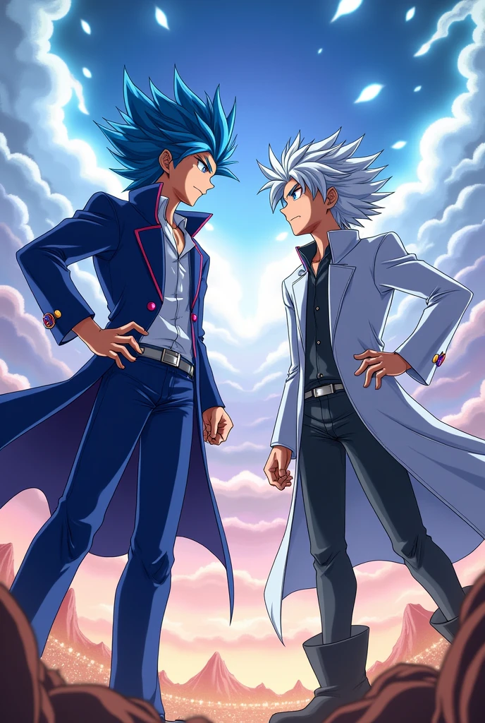 Beyblade valt aoi x shu kurenai valt tem cabelo azul e shu branco Beyblade do valt e o turbo valtryek e do shu o spryzen