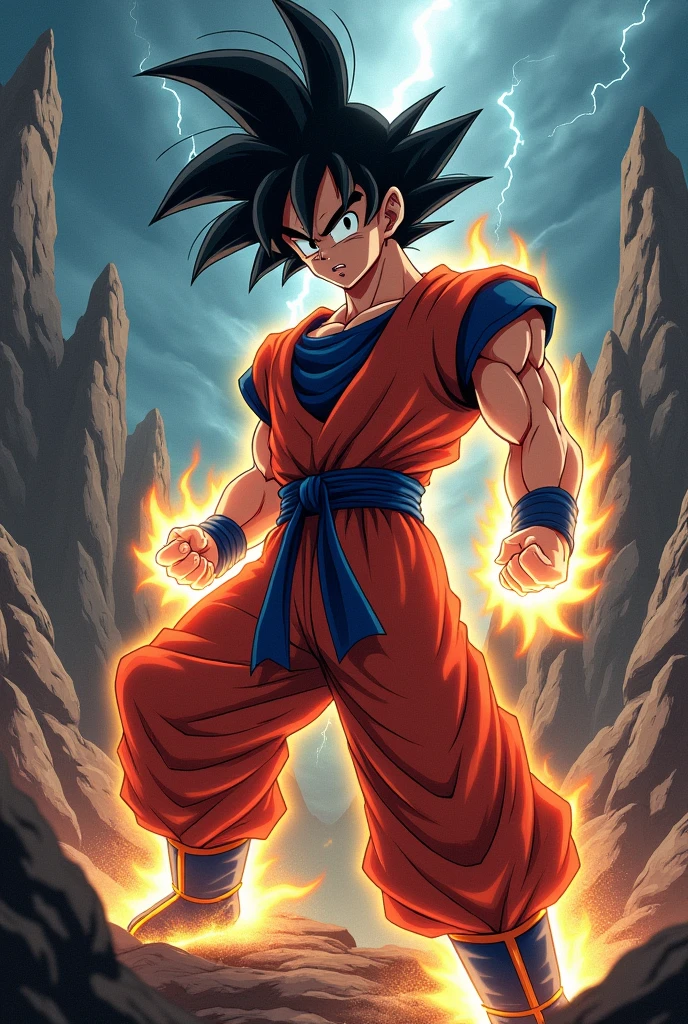 Goku Super Saiyan 4 with an 80s anime filter