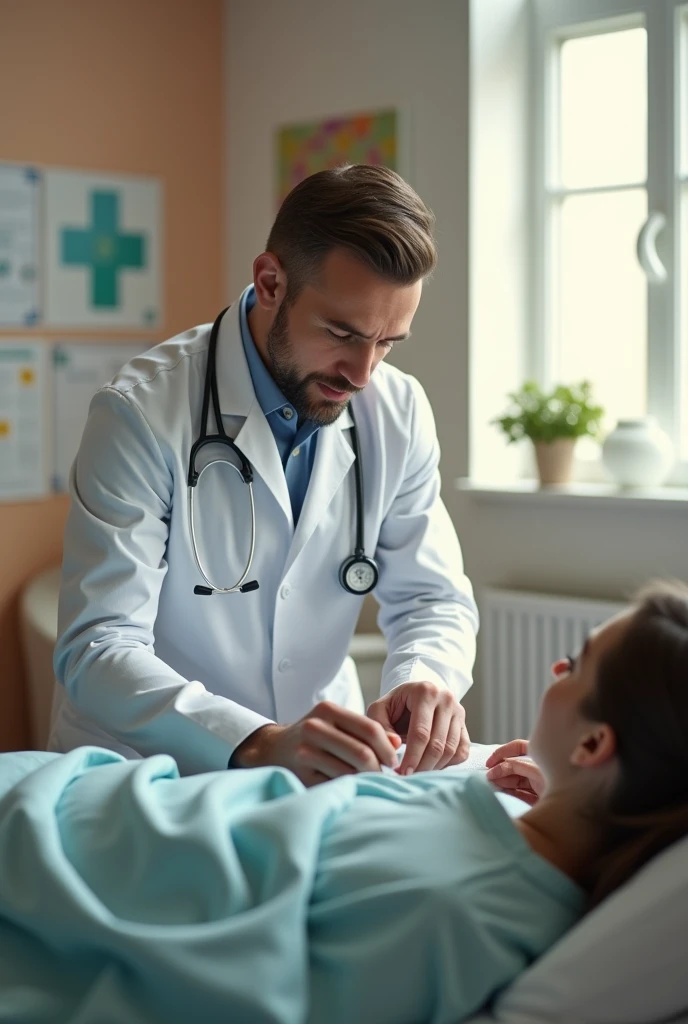 create an illustration of a doctor administering medication rectally
