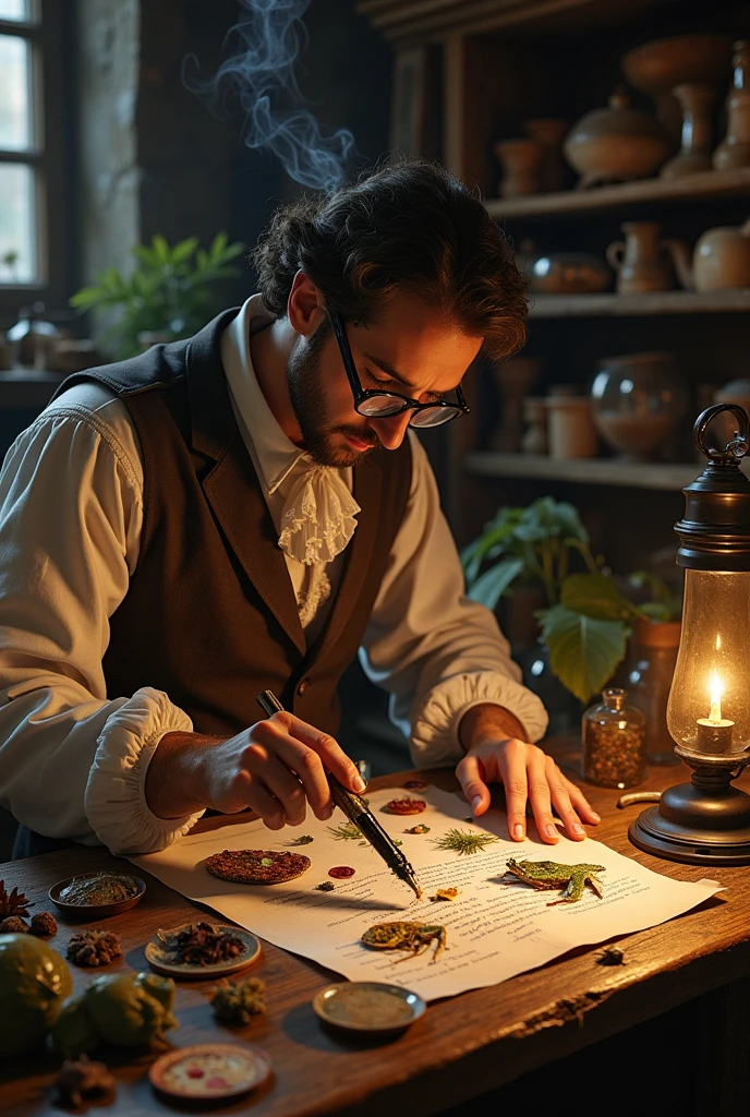 Show Malpighi continuing his studies and observing circulation in different organisms. There could be a brief text that mentions how he continued to investigate the microscopic structure of tissues and contributed to the development of histology.