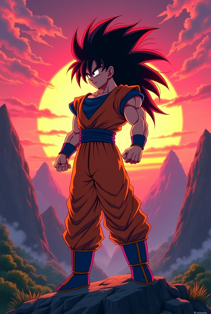 Goku SSJ 4 with an 80s anime filter
