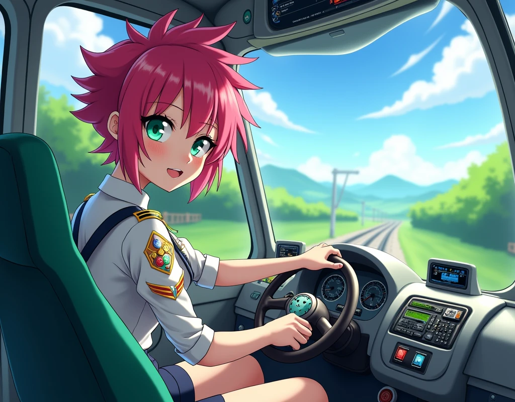 anime girl who is a train driver