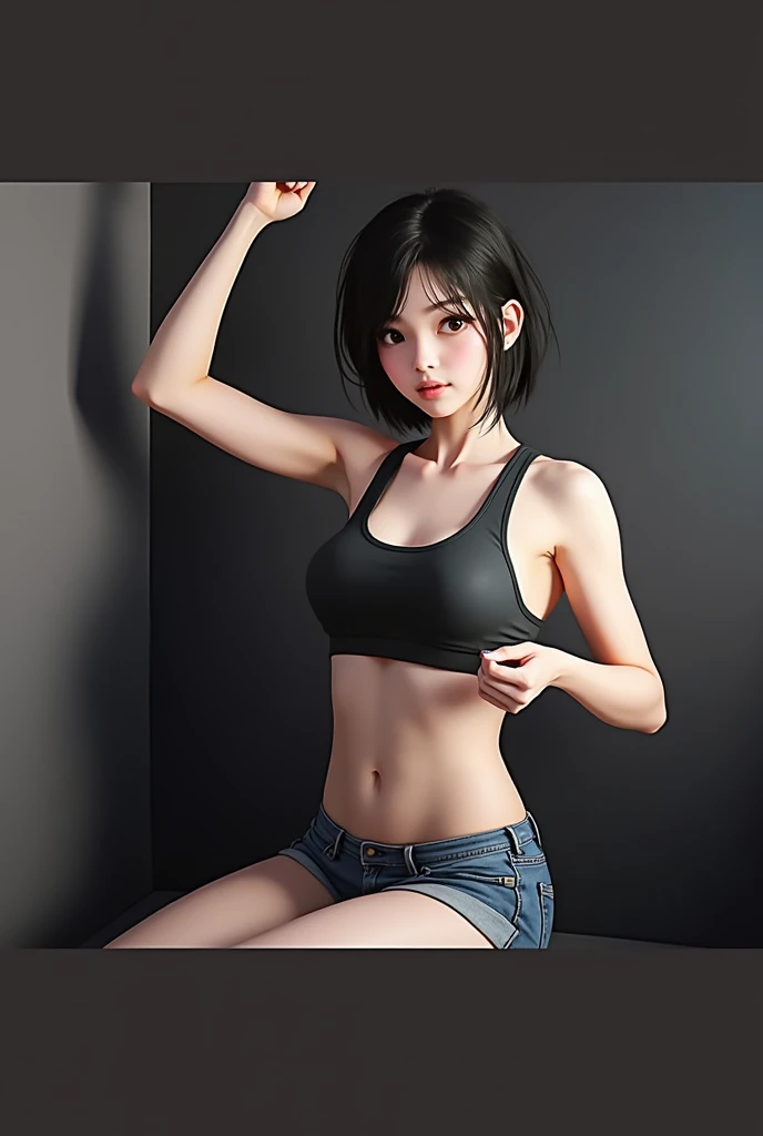 Realistic glowing skin, ,Always look at the camera, ,(sweating:1.2),Black Hair,short hair,Tie your hair short,Silky translucent white skin,best Realistic depiction,(Very detailed美しい顔), Great face and eyes, (Highest quality:1.4), (Very detailedな), (Very detailed CG 統合 8k 壁紙), Very detailed, High resolution raw color photos, Professional photography, Realistic portrait,
(Detailed RAW photos of the girl's whole body), Canon EOS R5 250mm, Sharp focus, Cinema Lighting, (No makeup:1.2), Fine skin, Delicate collarbone,(Ultra-high resolution:1.6), (Realistic:1.6),