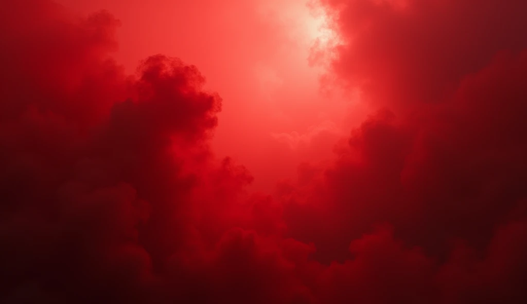 Create a background image with a deep and intense red tone, representing a foggy and dramatic environment. The fog should have graduations of red that vary from light to dark, creating an effect of depth and intensity. The fog should spread smoothly across the background, with subtle transitions between the different shades of red, evoking a sense of mystery and energy.

Additional Specifications:

Aspect Ratio: 16:9 Texture: Dense and fluid, with areas of thicker fog blending with more dispersed parts, creating a strong and dynamic visual contrast.
Lighting: soft and warm, as if the background is illuminated by a diffuse light that penetrates the fog, reinforcing the intense and vibrant atmosphere.