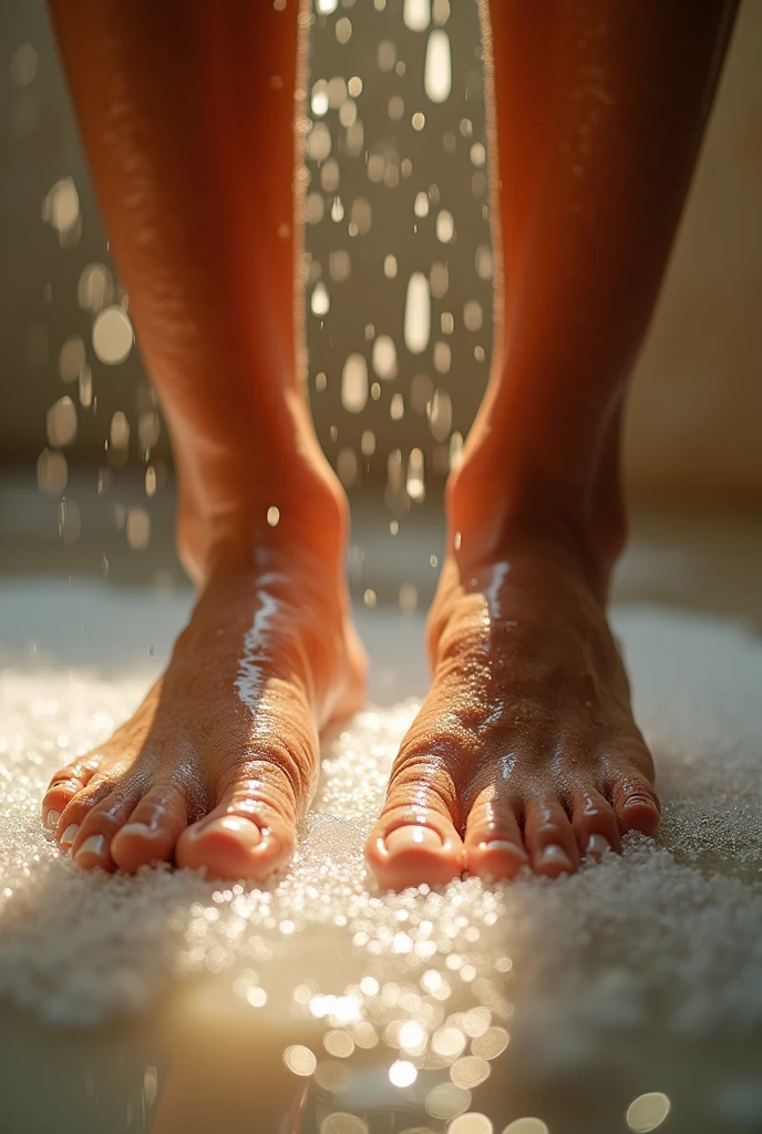 Pieds réaliste dans la douche