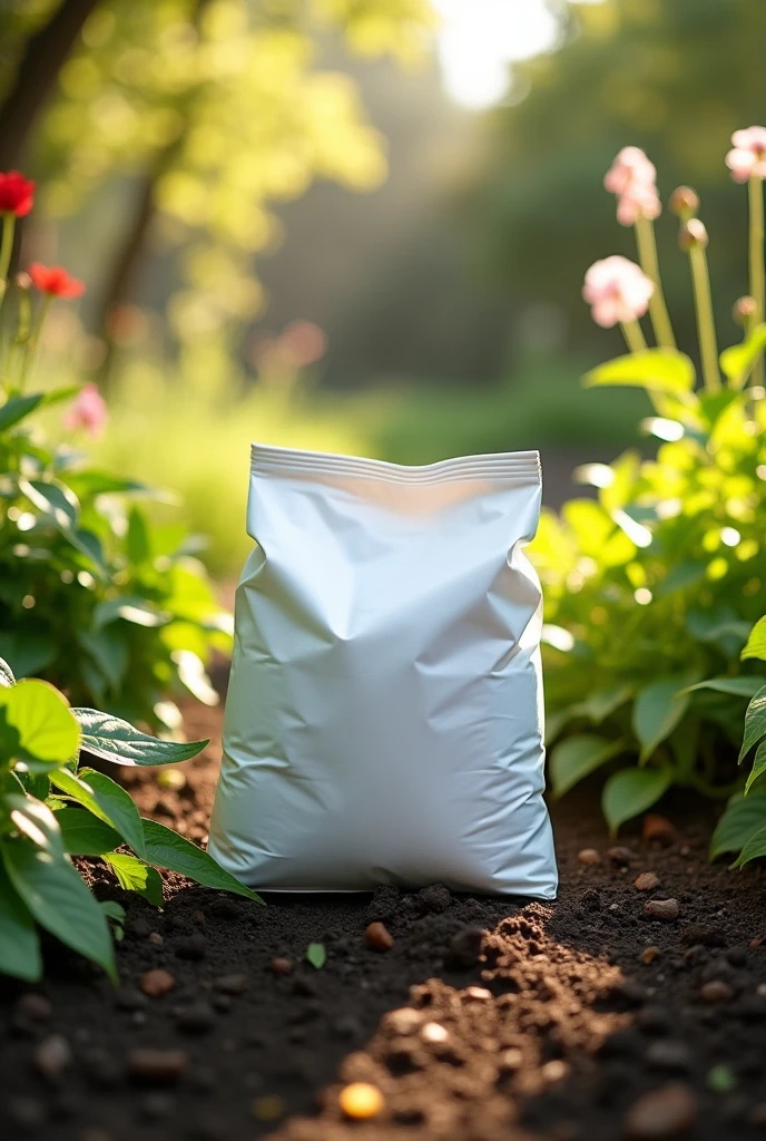 a closed white bag for fertilizer