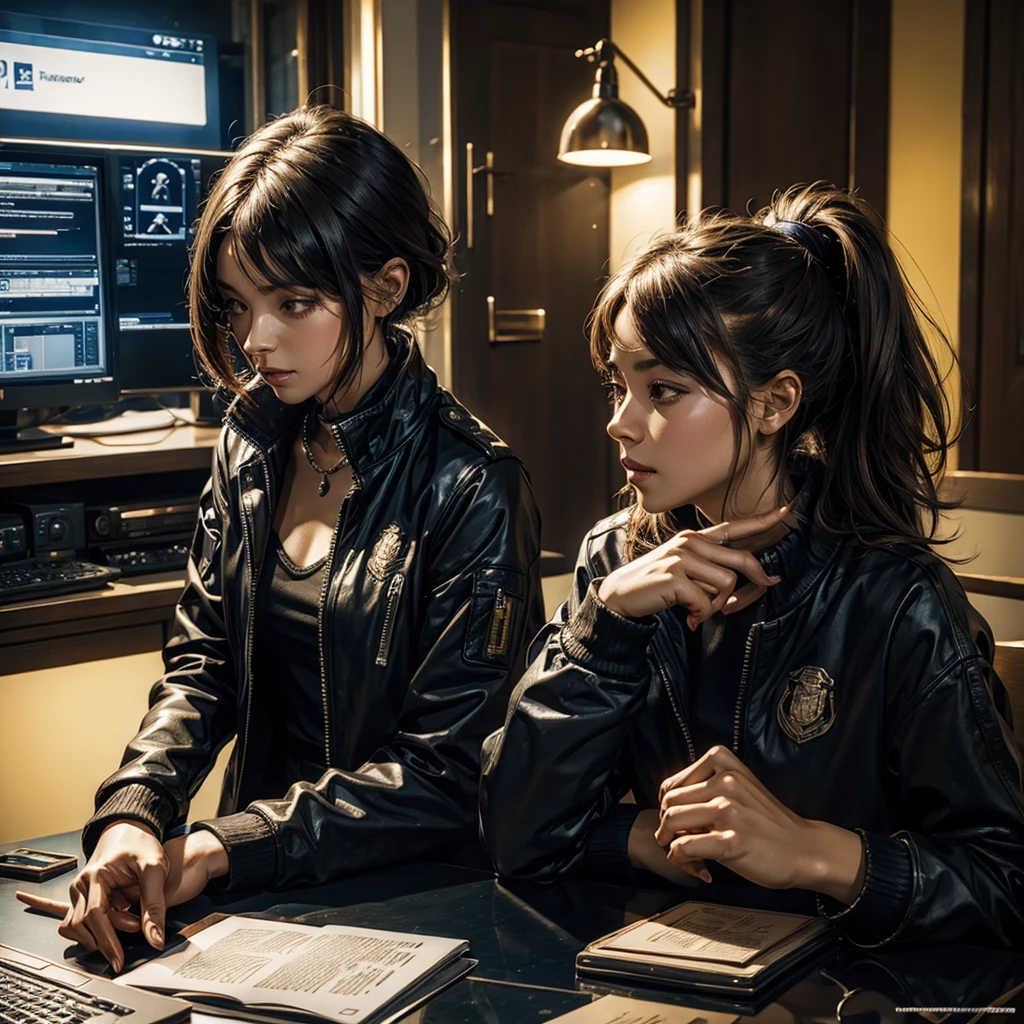 Five female bank employees are taken hostage after being attacked by robbers、All of them have their hands tied behind their backs with rope、Are standing、Back view、Wearing a bank uniform、Age 25、Beauty、Well-formed face、Medium build、Small Bust、Anatomically correct body、, light brown hair, straight hair, swept bangs, Surrealism, cinematic lighting, tachi-e, Nikon, Wide-Angle, uhd, anatomically correct, textured skin, best quality, highres, 8k, anatomically correct、Anatomically correct body、