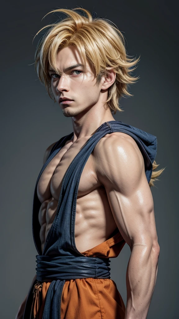 Goku Solo Character, hair blonde, simple background,