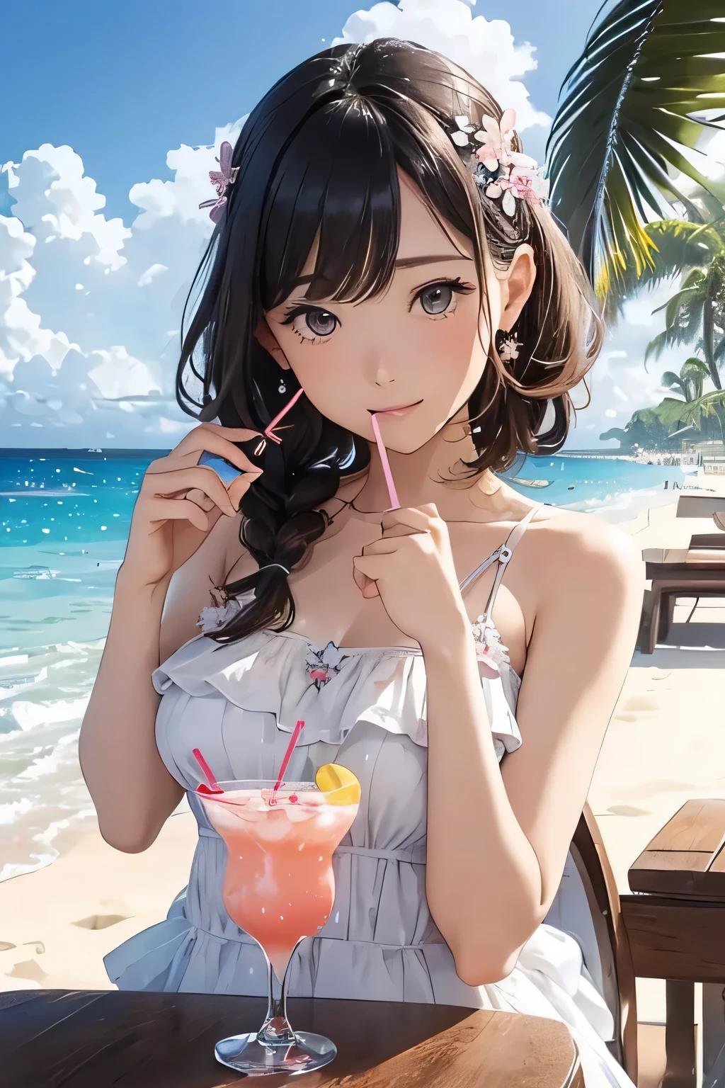 realistic, girl 1 wide open, ice cream licking, bikini, sexy
