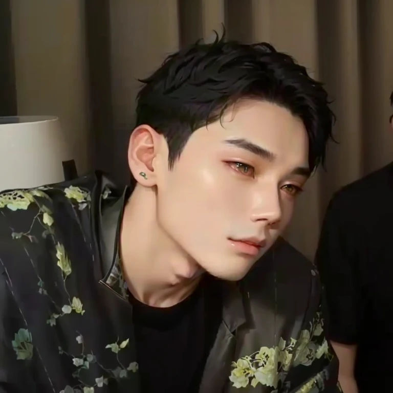 there is a man with a black shirt and a green vest, cai xukun, jungkook, wan adorable korean face, kim doyoung, taejune kim, yanjun chengt, jinyoung shin, he has an elongated head shape, 1 7 - - old thin face, boy has short black hair, huge downslanted eyes, Jeon Jungkook, BTS Jungkook