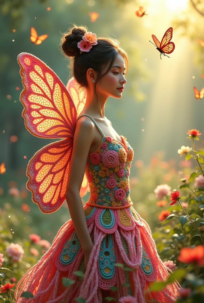 Crochet butterfly woman