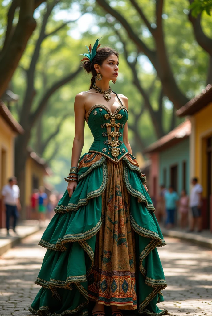 Steampunk clothing with Brazilian-Indigenous and Belle Époque influences in Belém do Pará 