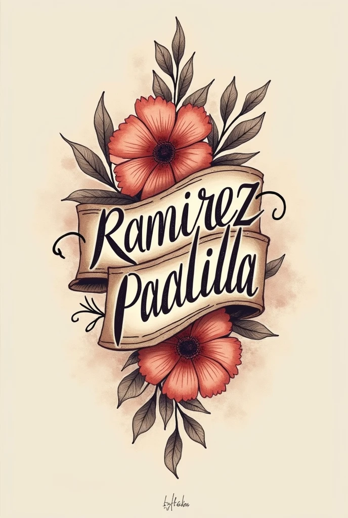 A tattoo with the last names Ramirez and Padilla 