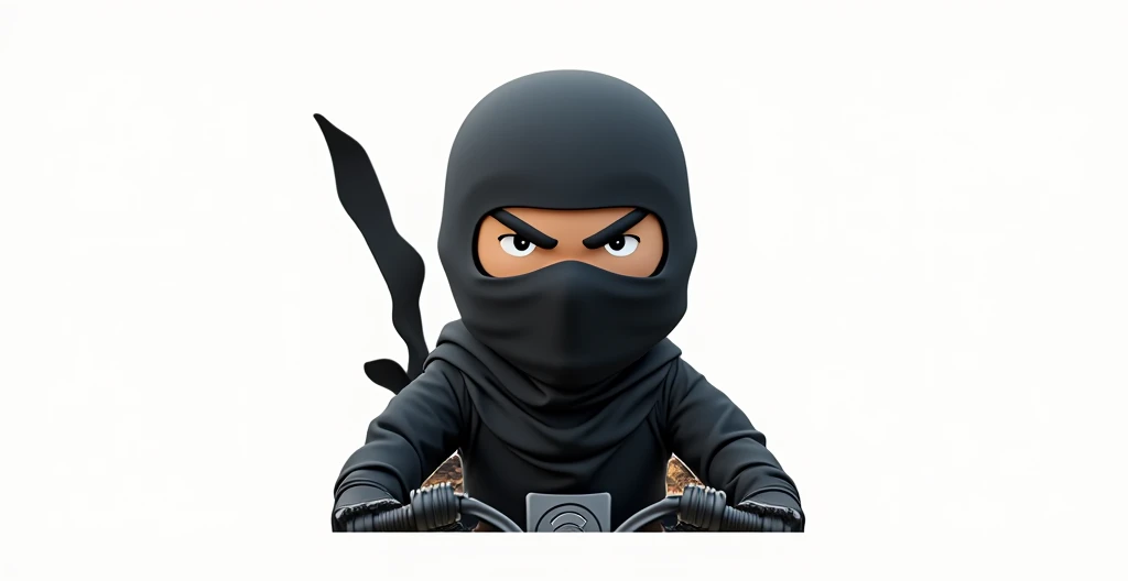 Ninja riding a 200cc motorcycle