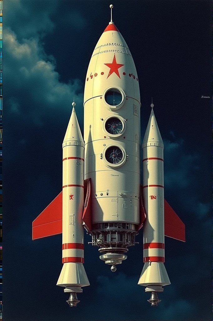 A representation of the Soyuz 10 spacecraft, with cosmonauts Vladimir Shatalov, Aleksei Yeliseyev and Nikolai Ryzhkov on board