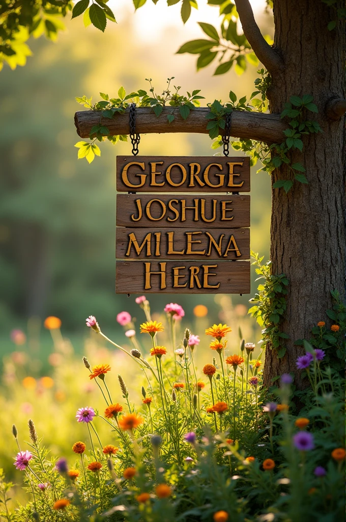 Sign that says : GEORGE , THere, JOSHUE, milena , Here, jurgen