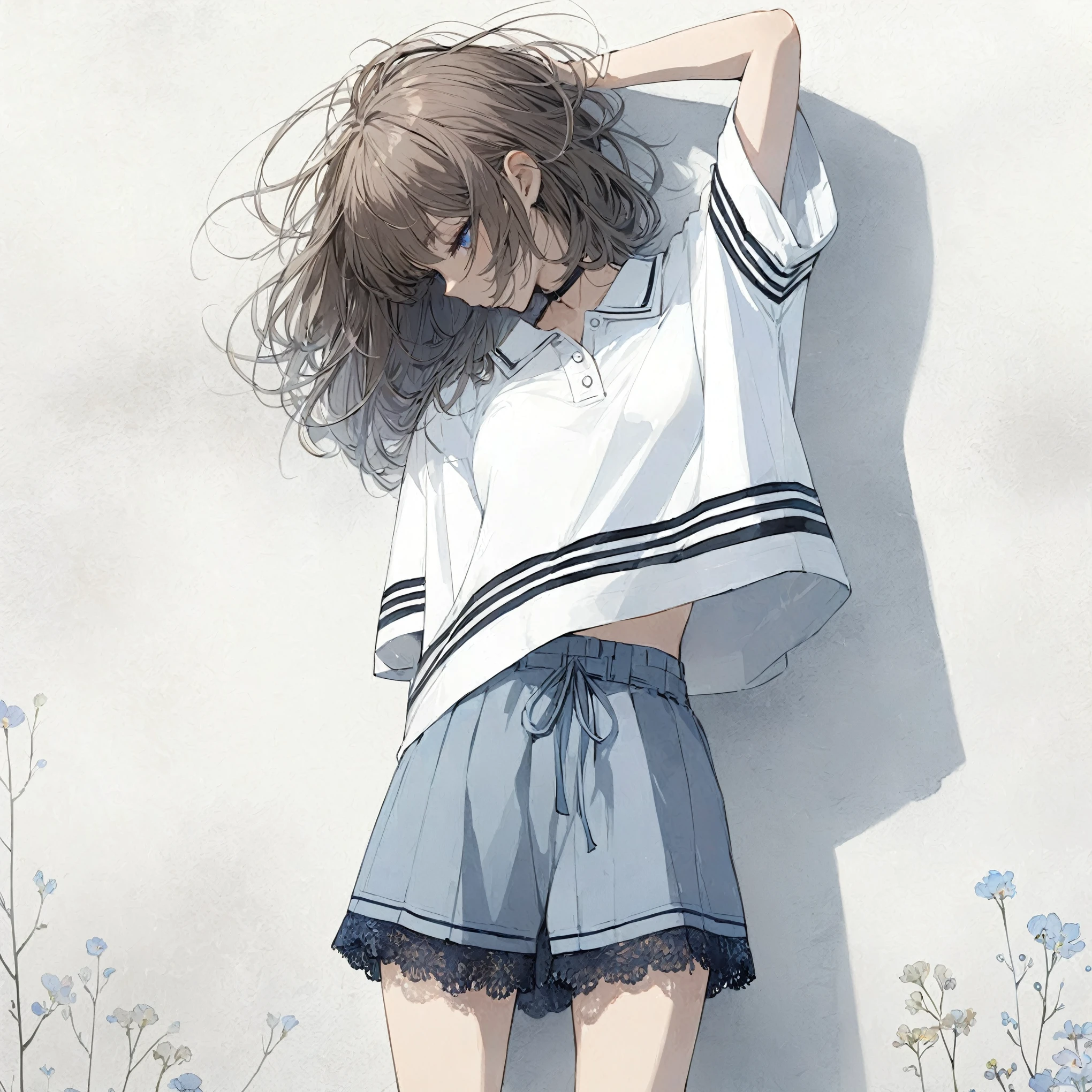 Official art using high-quality hand-drawn watercolor sketch techniques. (best quality,4k,8k,highres,masterpiece:1.2),ultra-detailed,beautiful detailed eyes,A girl with beautiful eyes, everyone, beautiful anime girl, cute anime girl, smooth anime art, anime style, elegant colors, soft lighting, delicate beautiful eyes, very coquettish, (beautiful large breast:1.2), (correct hands:1.2),