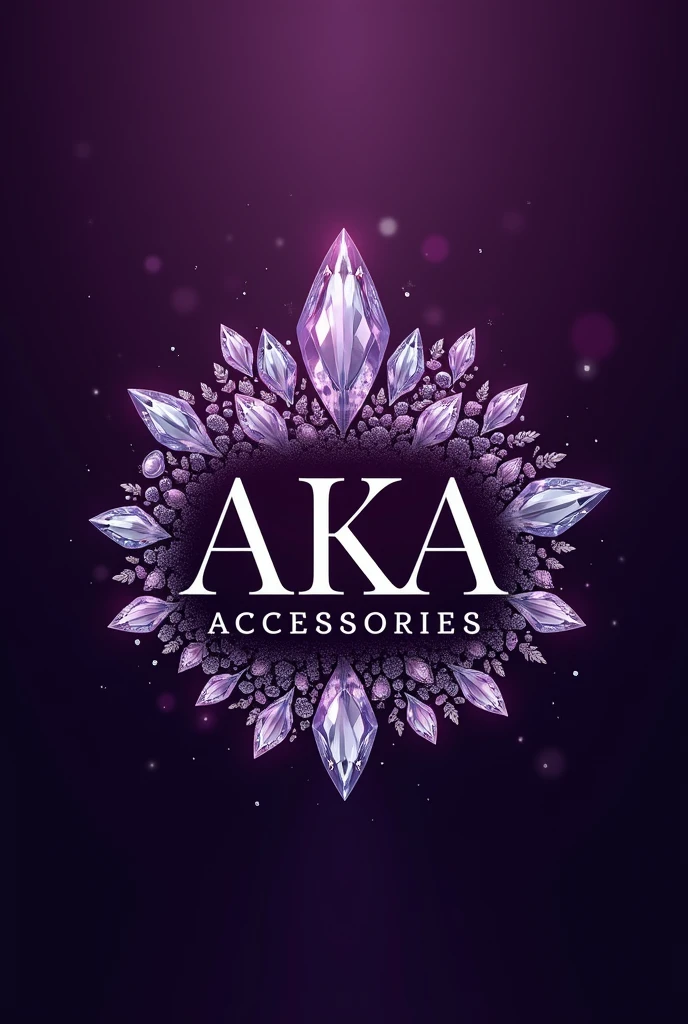 Create AKA ACCESSORIES logo with a purple background and diamond jewels, detaching the name and Portuguese