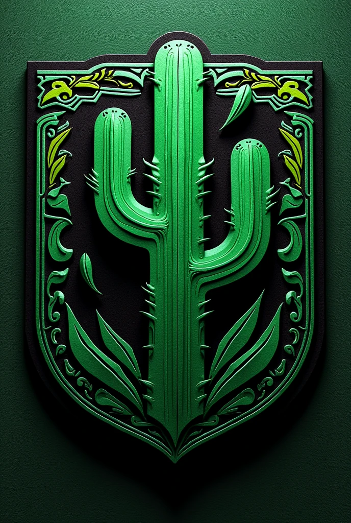 Green and black team crest with a cactus