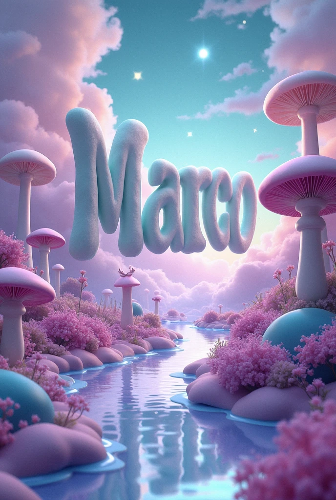 A dreamcore style image with the name Marco in the middle