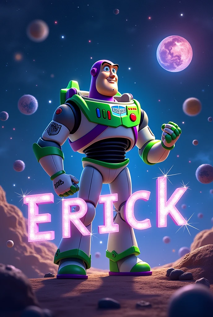 Erick's name with buzz lightyear and stars