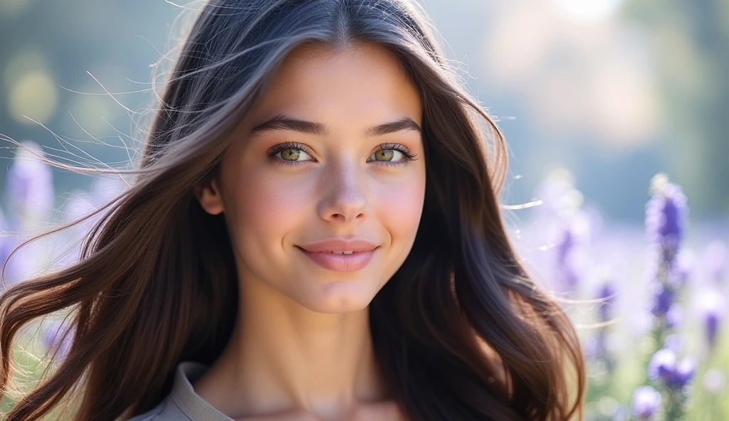 22 year old young woman, perfect face looking at the camera