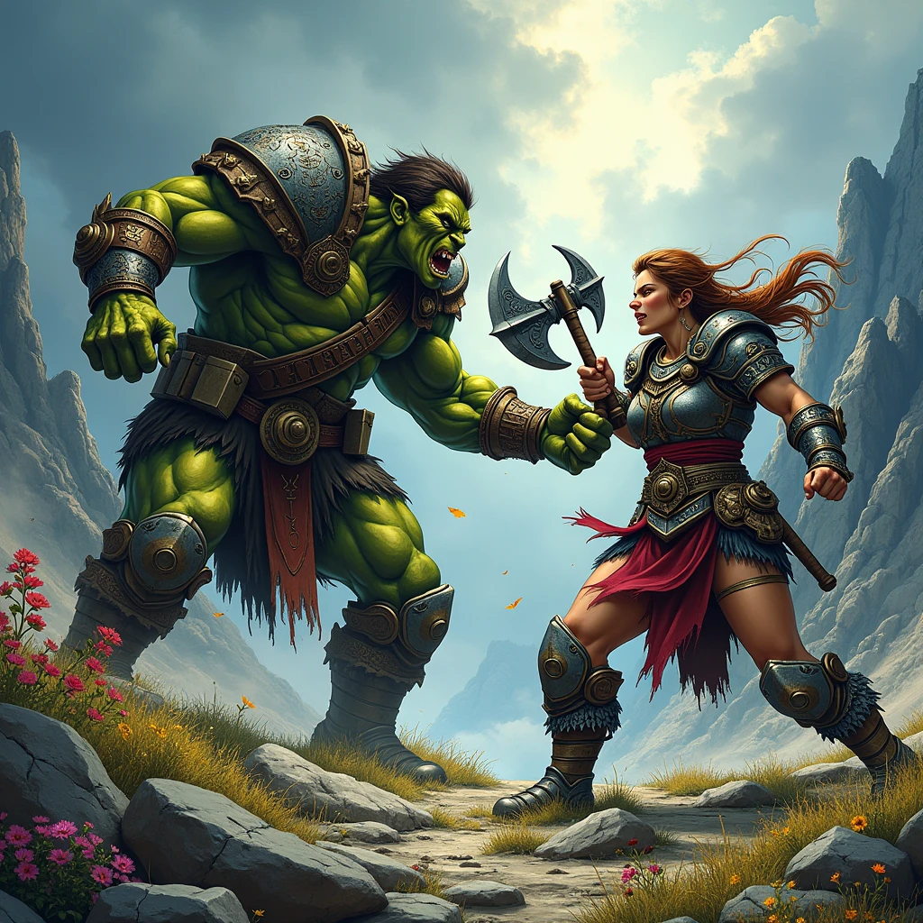 A huge orc has sex with a little elf