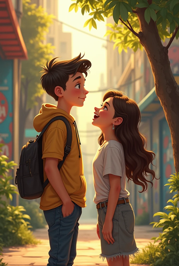 The partner of a 16-year-old boy, a bit thin, 1.70 with super short hair and the girl of 1.50 with slightly slanted eyes and long hair of 16 too